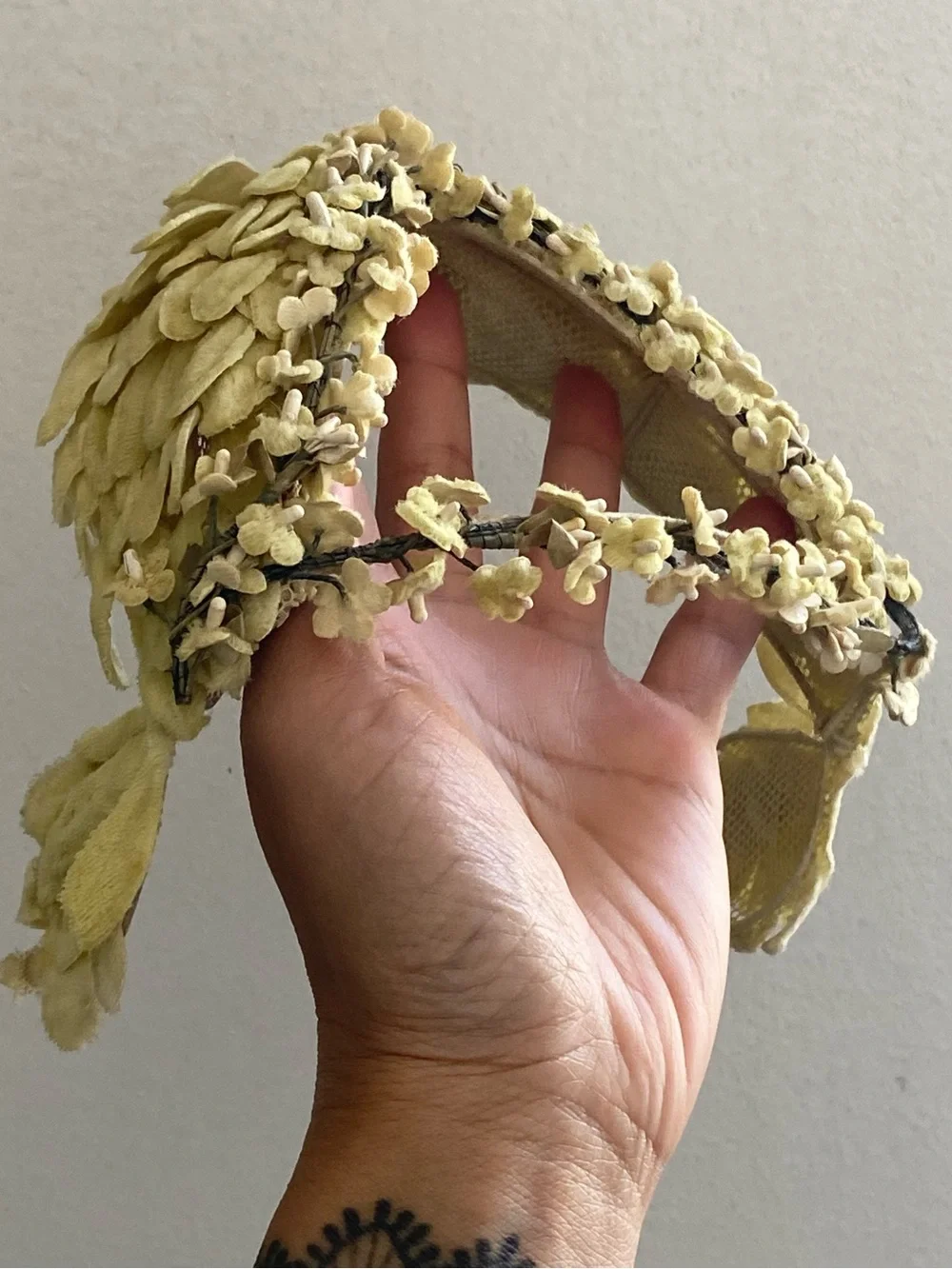 30s Bridal Headpiece - Velvet Leaf Juliet Cap & Orange Blossom Halo Crown